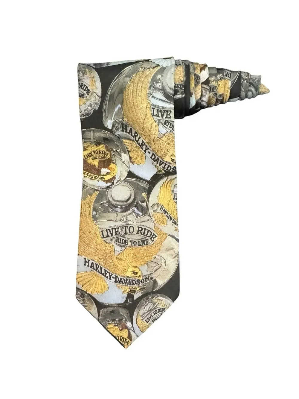 Ralph Marlin Harley Davidson Live To Ride Motorcycle Vintage Novelty Necktie